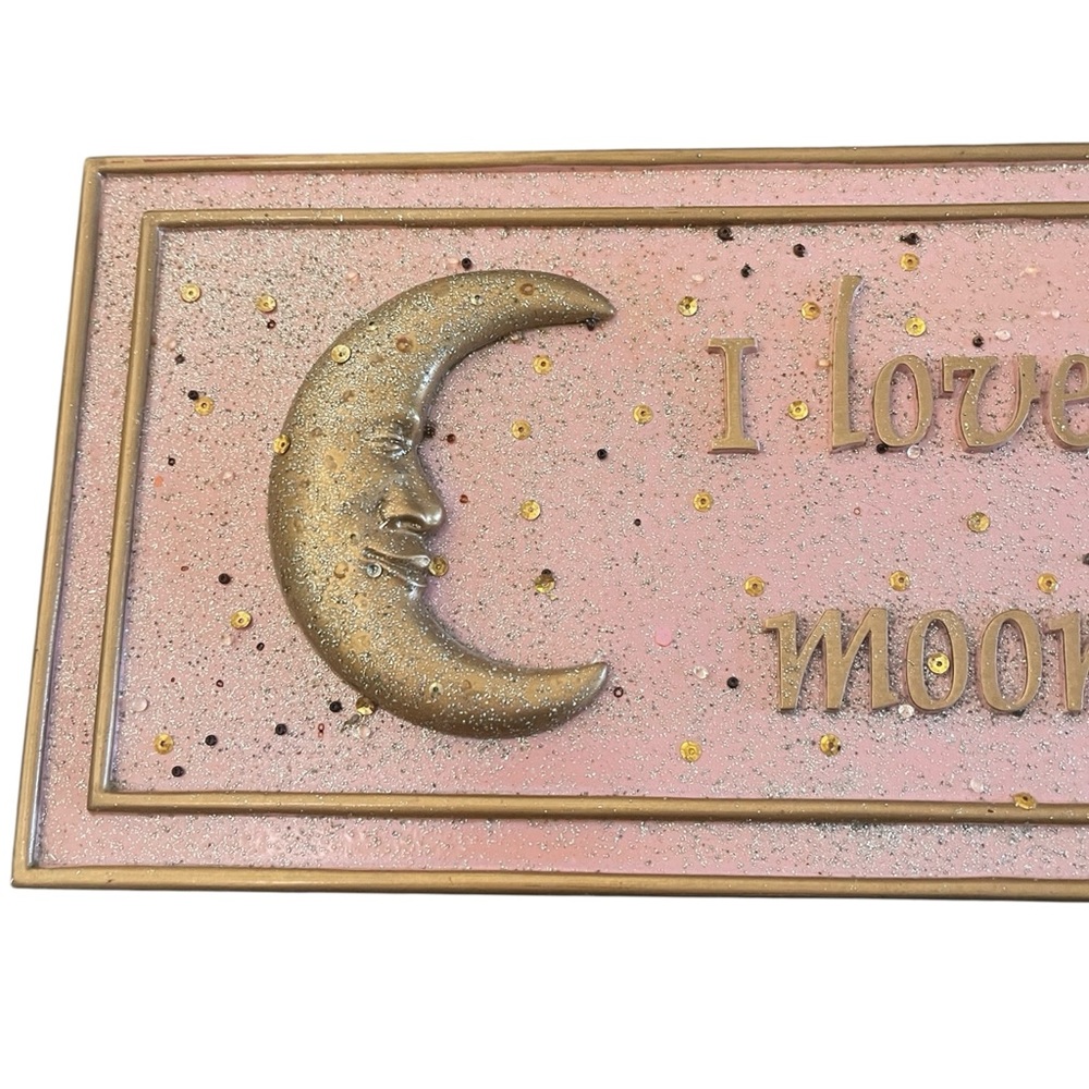 I love you to the moon and back Pink and Gold Plaque Wall Hanging Nursery Kids - Picture 3 of 3